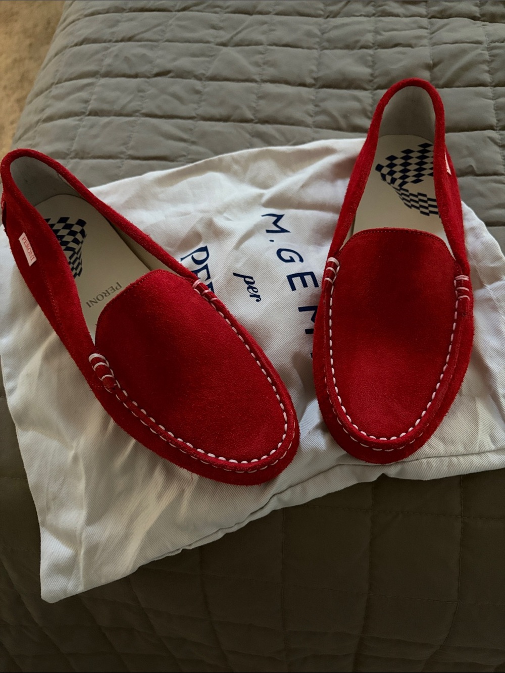M. Gemi Women’s limited edition Peroni Red Suede Driving Loafers - size 38 (8)